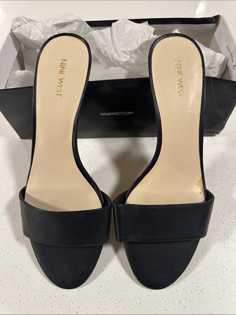 Nine West Black Open-Toe Slide Mules